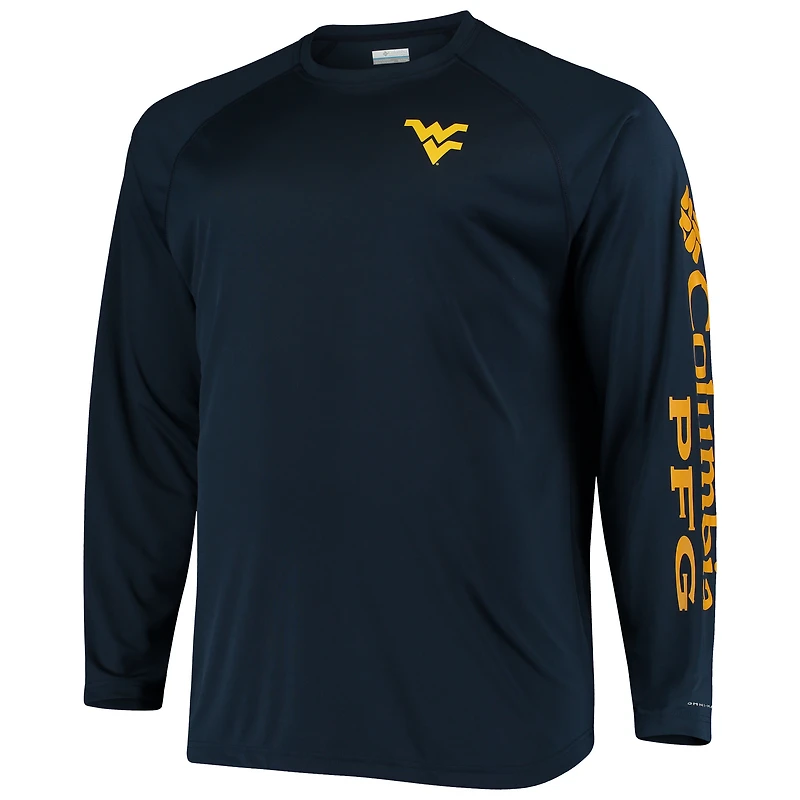 Columbia Navy West Virginia Mountaineers Big & Tall Terminal Tackle T-shirt à manches longues pour homme