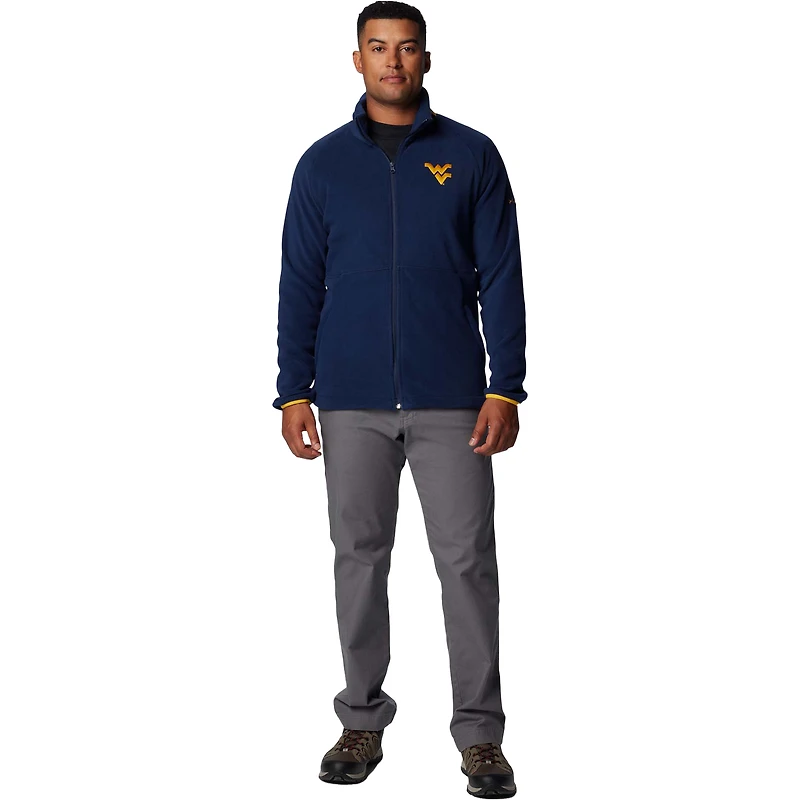 Men's Columbia  Navy West Virginia Mountaineers Flanker IV Fleece Raglan Full-Zip Jacket