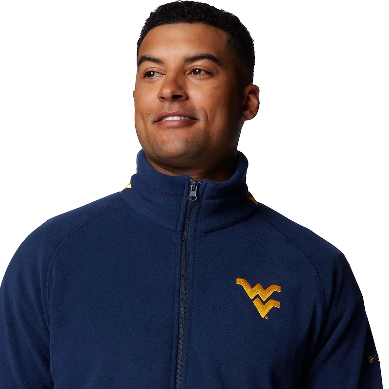 Men's Columbia  Navy West Virginia Mountaineers Flanker IV Fleece Raglan Full-Zip Jacket