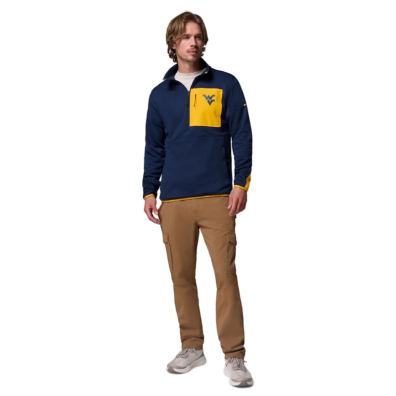 Pull-over mi-zippé Omni-Wick bleu marine pour homme Columbia West Virginia Mountaineers