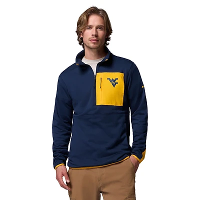 Pull-over mi-zippé Omni-Wick bleu marine pour homme Columbia West Virginia Mountaineers