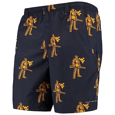 Columbia Navy West Virginia Mountaineers PFG Backcast II 8" Omni-Shade Team Short hybride pour homme