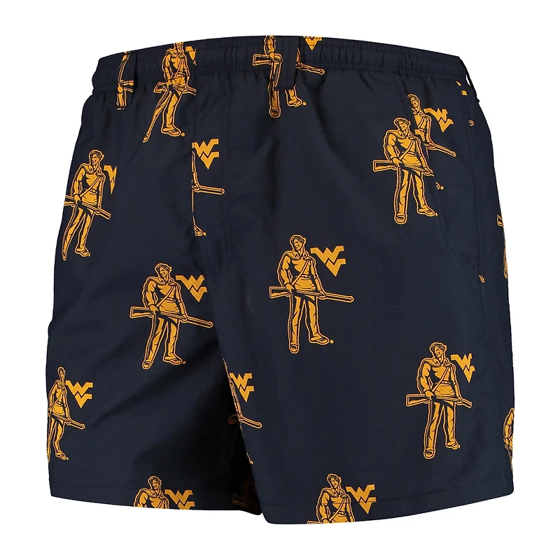 Men's Columbia Navy West Virginia Mountaineers PFG Backcast II Omni-Shade Hybrid Shorts