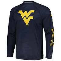 Men's Columbia  Navy West Virginia Mountaineers PFG Terminal Tackle Omni-Shade Raglan Long Sleeve T-Shirt
