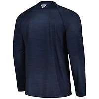 Men's Columbia  Navy West Virginia Mountaineers PFG Terminal Tackle Omni-Shade Raglan Long Sleeve T-Shirt