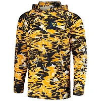 Columbia Navy West Virginia Mountaineers PFG Terminal Tackle Omni-Shade Rippled T-shirt à capuche manches longues pour homme