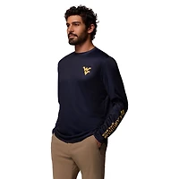T-shirt à manches longues Columbia bleu marine West Virginia Mountaineers PHG Terminal Shot Omni Shade 3-Hit pour homme