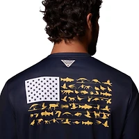 T-shirt à manches longues Columbia bleu marine West Virginia Mountaineers PHG Terminal Shot Omni Shade 3-Hit pour homme