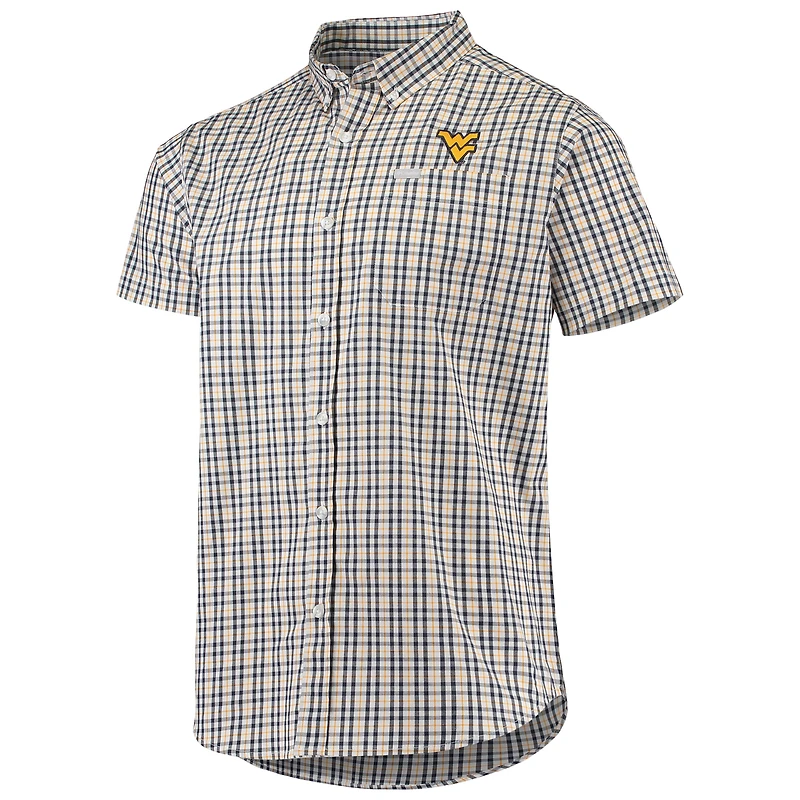 Chemise boutonnée Columbia West Virginia Mountaineers Rapid Rivers pour homme, bleu marine