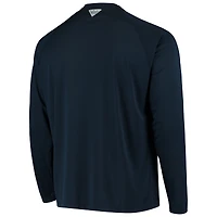 T-shirt à manches longues pour homme Columbia PFG Navy West Virginia Mountaineers Terminal Tackle Omni-Shade