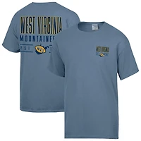 T-shirt bleu ComfortWash pour homme, motif grand nom des West Virginia Mountaineers