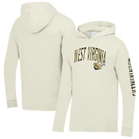 Men's ComfortWash  Cream West Virginia Mountaineers Long Sleeve Hooded T-Shirt
