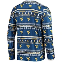 Men's Concepts Sport Navy West Virginia Mountaineers Ugly Sweater Long Sleeve Top and Pants Sleep Set