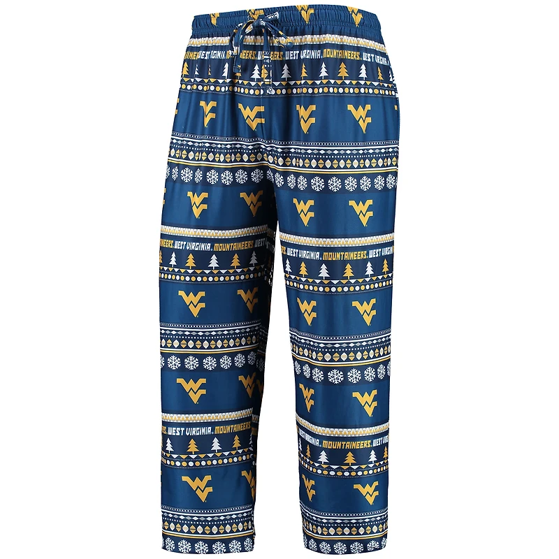 Men's Concepts Sport Navy West Virginia Mountaineers Ugly Sweater Long Sleeve Top and Pants Sleep Set