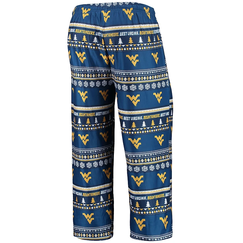Men's Concepts Sport Navy West Virginia Mountaineers Ugly Sweater Long Sleeve Top and Pants Sleep Set