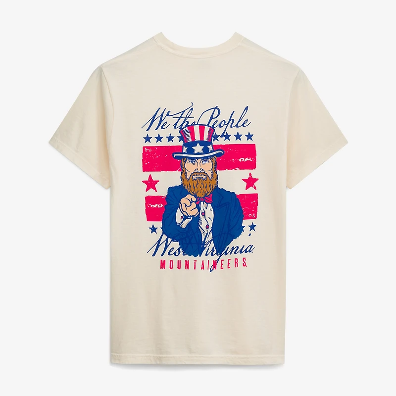 Men's Cream West Virginia Mountaineers Uncle Sam Mascot T-Shirt