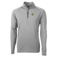 Men's Cutter & Buck Gray West Virginia Mountaineers Adapt Eco Knit Stretch Recycled Quarter-Zip Pullover Top