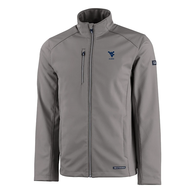 Men's Cutter & Buck  Gray West Virginia Mountaineers Alumni Logo Evoke Eco Softshell Recycled Full-Zip Jacket