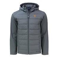 Sweat à capuche zippé entièrement recyclé Evoke Hybrid Eco Softshell pour homme, gris, des West Virginia Mountaineers, de grande taille
