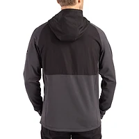 Men's Cutter & Buck Heather Black West Virginia Mountaineers Peshastin Eco Fleece Recycled Raglan Full-Zip Tri-Blend Hybrid Jacket
