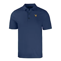 Men's Cutter & Buck Heather Navy West Virginia Mountaineers Forge Eco Stretch Recycled Polo