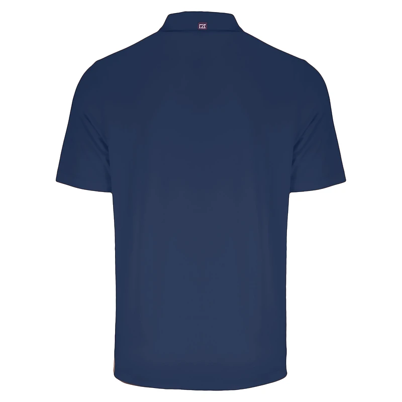 Men's Cutter & Buck Heather Navy West Virginia Mountaineers Forge Eco Stretch Recycled Polo