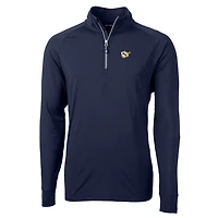 Men's Cutter & Buck Navy West Virginia Mountaineers Adapt Eco Knit Stretch Recycled Big Tall Quarter-Zip Pullover Top