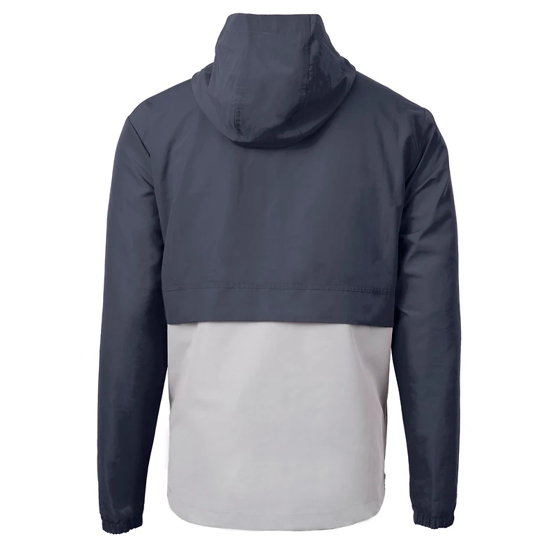 Veste anorak demi-zip en tricot recyclé bleu marine avec logo Charter des anciens West Virginia Mountaineers pour homme Cutter & Buck
