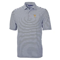 Men's Cutter & Buck  Navy West Virginia Mountaineers Alumni Logo Virtue Eco Pique Stripe Recycled Polo