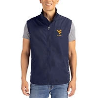 Men's Cutter & Buck Navy West Virginia Mountaineers Charter Eco Recycled Full-Zip Vest