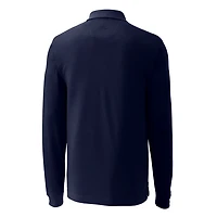 Men's Cutter & Buck Navy West Virginia Mountaineers Vault Advantage Tri-Blend Pique Big Tall Long Sleeve Polo