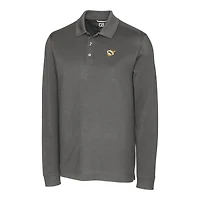 Men's Cutter & Buck  Steel West Virginia Mountaineers Vault Advantage Tri-Blend Pique Long Sleeve Polo