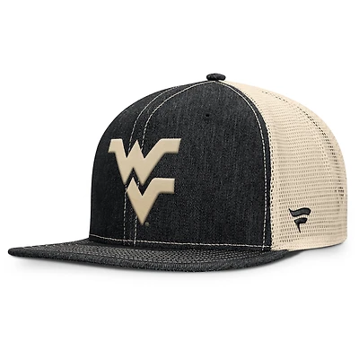 Men's Fanatics Black/Natural West Virginia Mountaineers Legend Trucker Snapback Hat