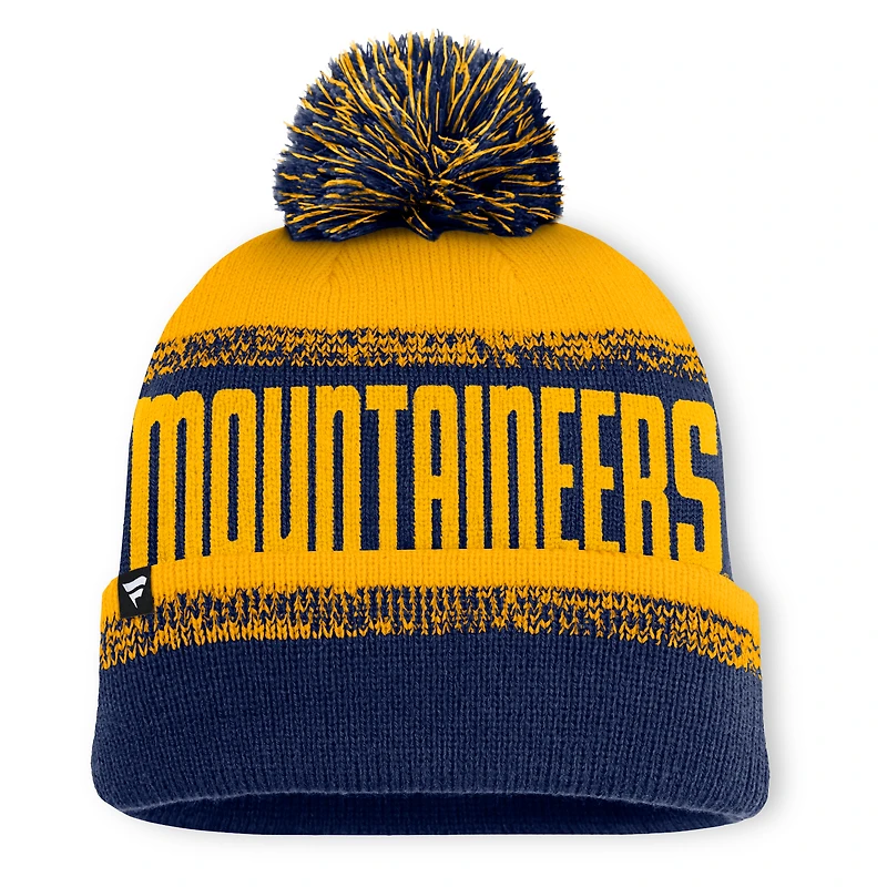 Men's Fanatics Navy/Gold West Virginia Mountaineers Thrive Cuffed Knit Hat with Pom