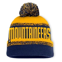 Men's Fanatics Navy/Gold West Virginia Mountaineers Thrive Cuffed Knit Hat with Pom