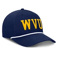 Casquette ajustable Fanatics bleu marine West Virginia Mountaineers avec corde de balle de faute