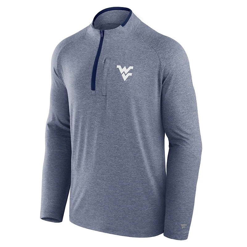 Men's Fanatics Navy West Virginia Mountaineers Mock Neck Half-Zip Pullover Jacket