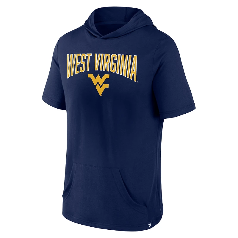 T-shirt à capuche Fanatics Navy West Virginia Mountaineers Outline Lower Arch pour hommes