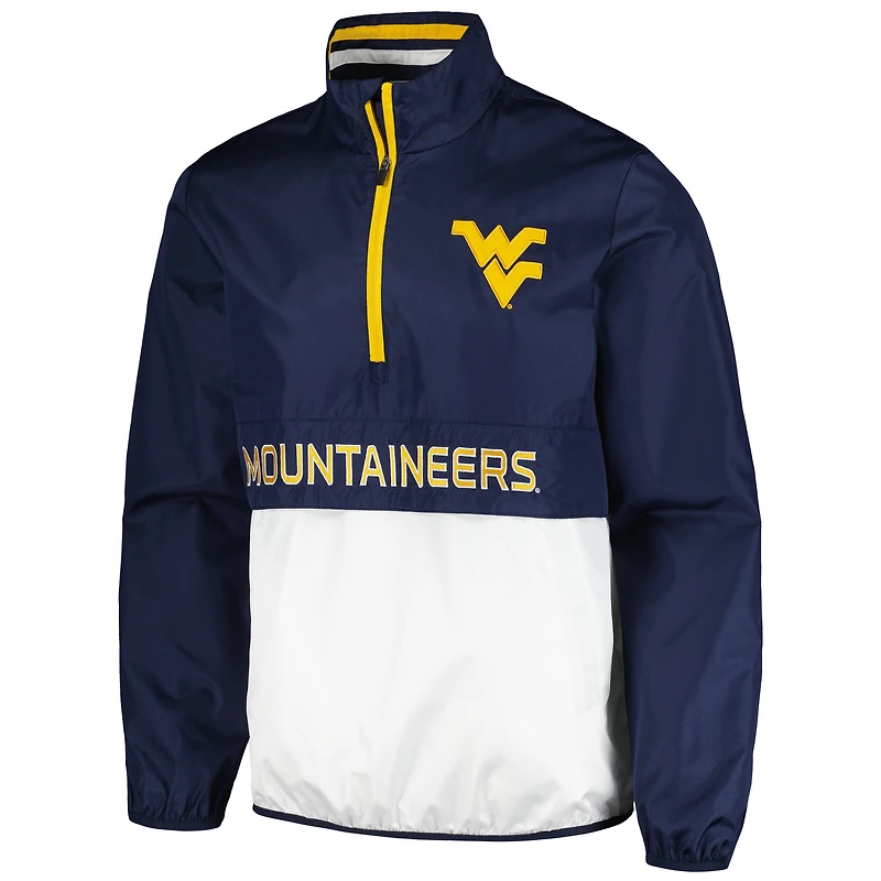 Haut à demi-zip G-III Sports by Carl Banks pour hommes, bleu marine, West Virginia Mountaineers Cornerman