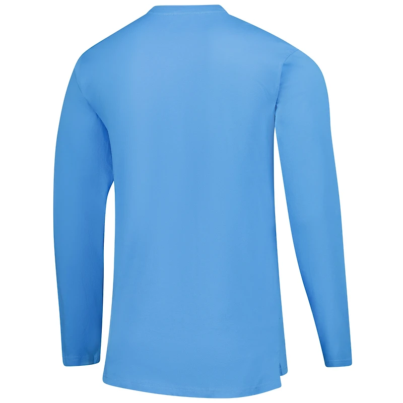 Men's Image One Light Blue West Virginia Mountaineers Throwback Helmet Long Sleeve T-Shirt