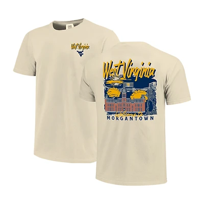 Men's Image One  Natural West Virginia Mountaineers Comfort Colors Hand-Drawn Campus Stack T-Shirt