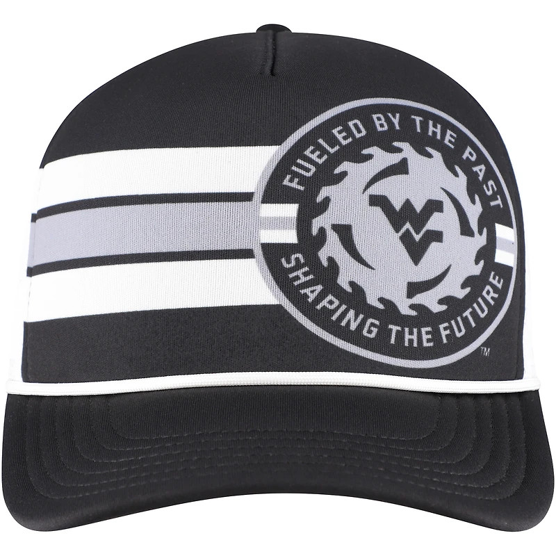 Men's Legacy Athletic  Black West Virginia Mountaineers Built on Bravery Running Circle Trucker Adjustable Hat
