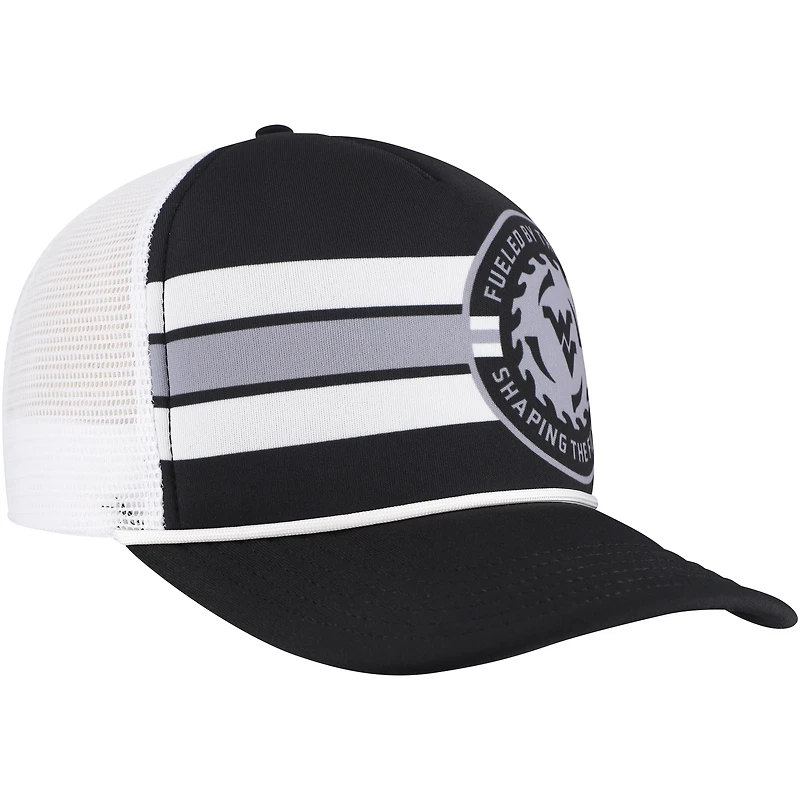 Men's Legacy Athletic  Black West Virginia Mountaineers Built on Bravery Running Circle Trucker Adjustable Hat