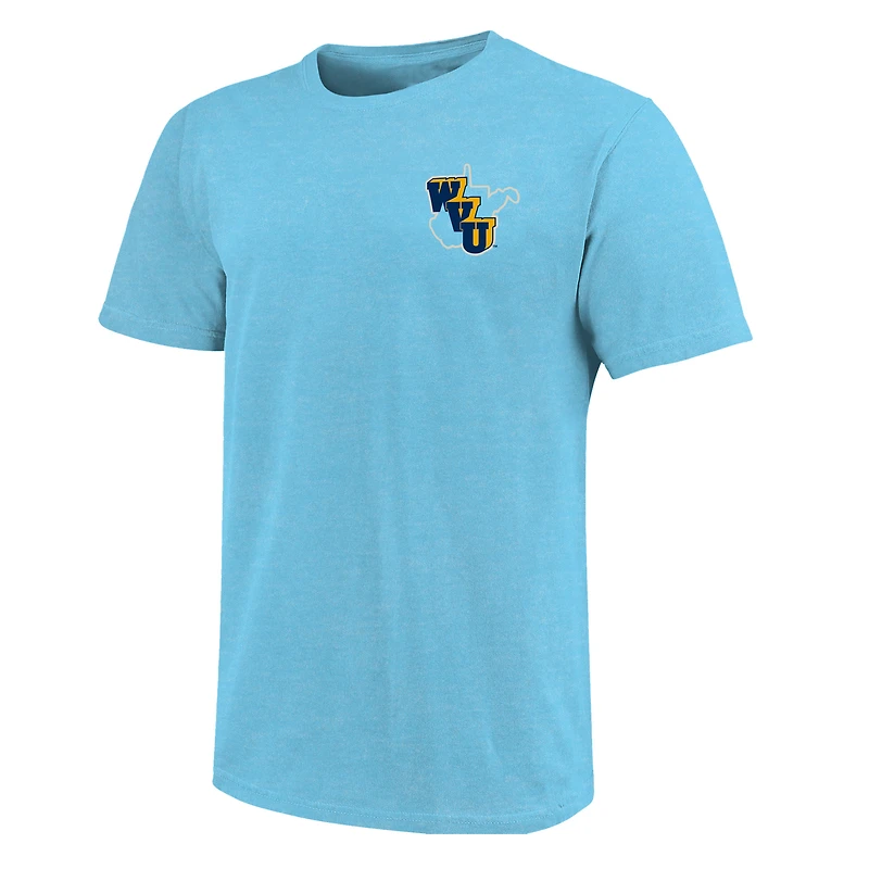 Men's  Light Blue West Virginia Mountaineers Throwback Retro Badge Script T-Shirt