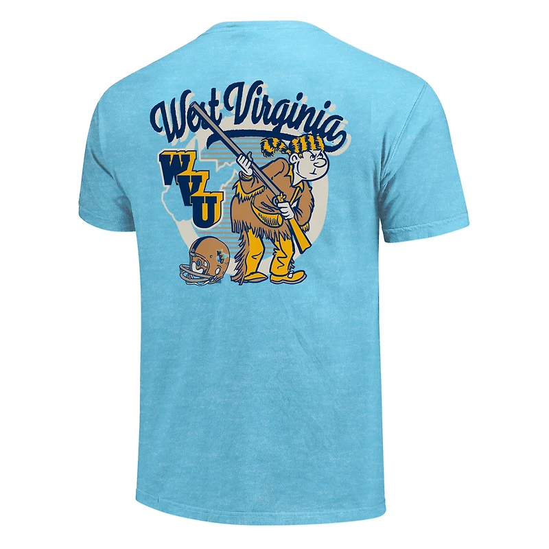 Men's  Light Blue West Virginia Mountaineers Throwback Retro Badge Script T-Shirt