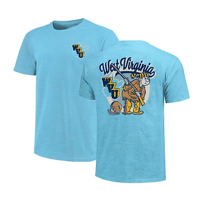 T-shirt bleu clair pour homme avec badge rétro des West Virginia Mountaineers