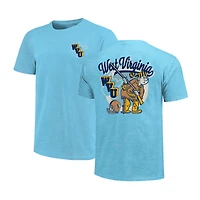 T-shirt bleu clair pour homme avec badge rétro des West Virginia Mountaineers