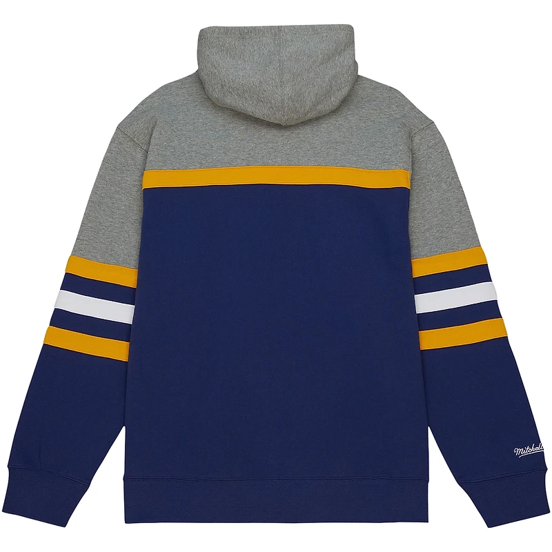 Men's Mitchell & Ness Navy West Virginia Mountaineers Head Coach Pullover Hoodie