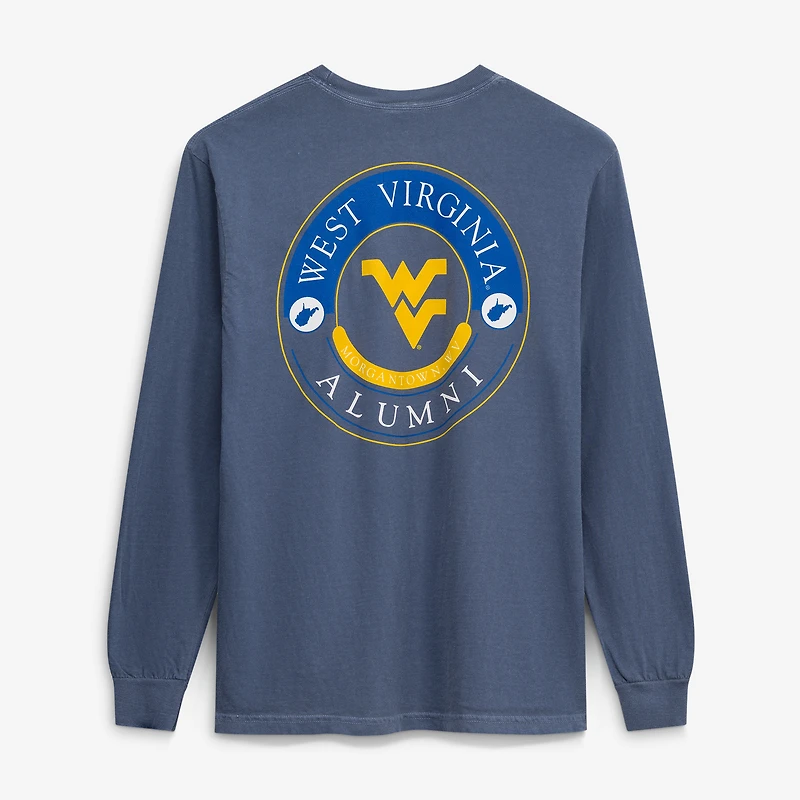 Men's Navy West Virginia Mountaineers Circle Seal Alumni Long-Sleeve T-Shirt