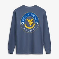 Men's  Navy West Virginia Mountaineers Circle Seal Alumni Long-Sleeve T-Shirt